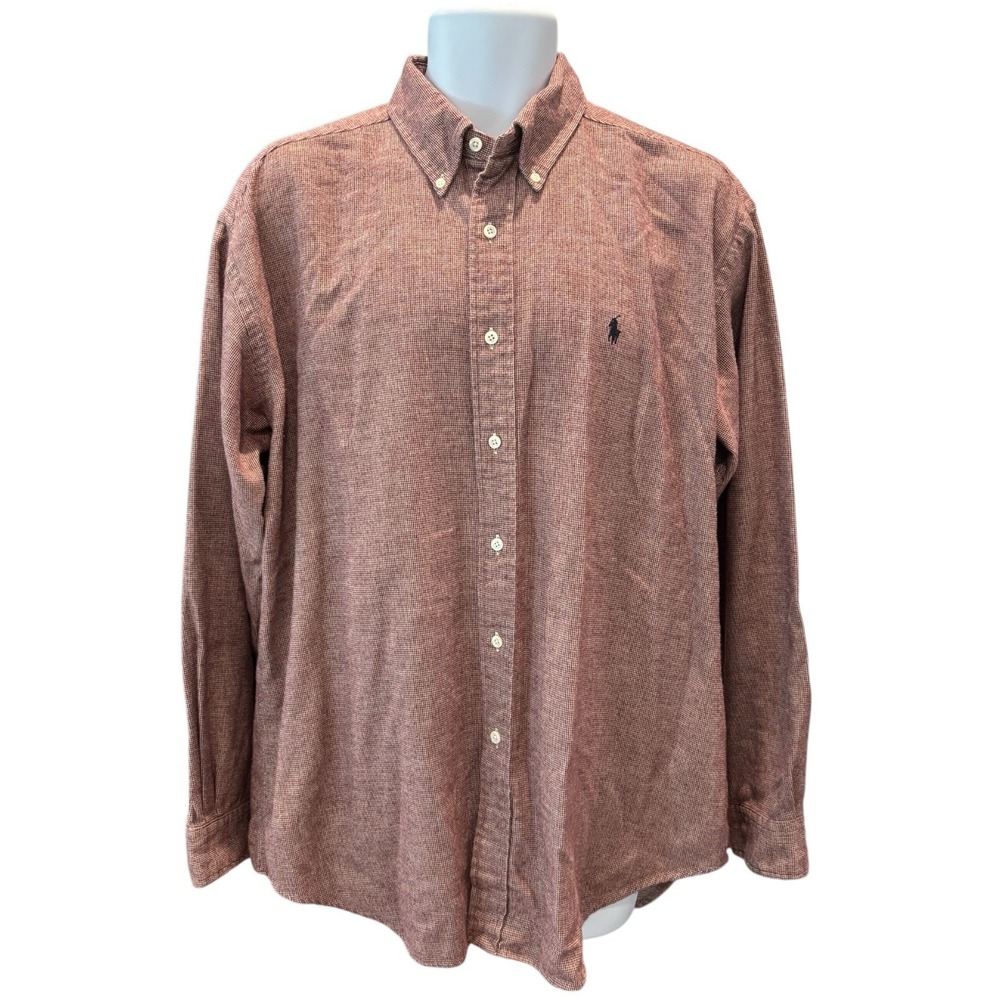 Ralph Lauren Blaire Cotton Button Down Shirt Men's L – Red Micro‎ Check Classic